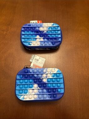 Set of 2 Zipit Blue & White Gradient Pop-It Camo Zip Pencil Pouch